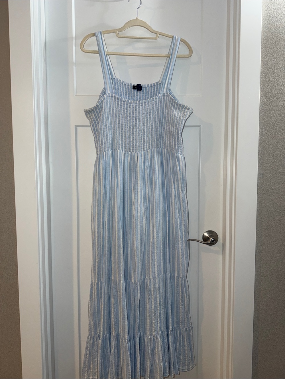 Tommy Hilfiger Light Blue & White Striped Maxi Dress